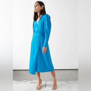 & other stories dotted jacquard midi dress